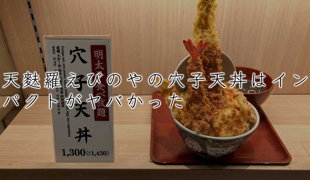 天麩羅えびのやの穴子天丼はサンプルと実物が同じでインパクトがヤバかった